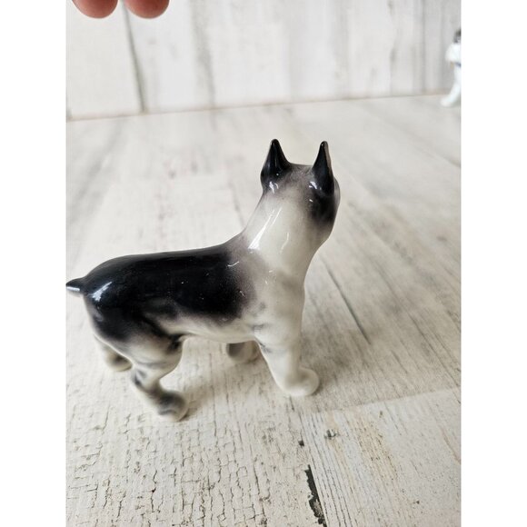 Vintage boxer puppy statue porcelain figurine black white decor - Picture 4 of 8